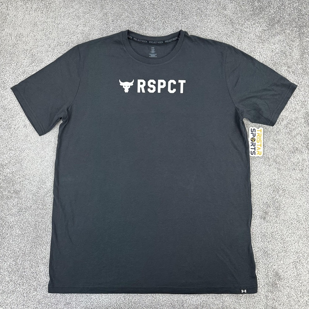 Under Armour Project Rock RSPCT Shirt Mens Large Black Graphic Tee Training